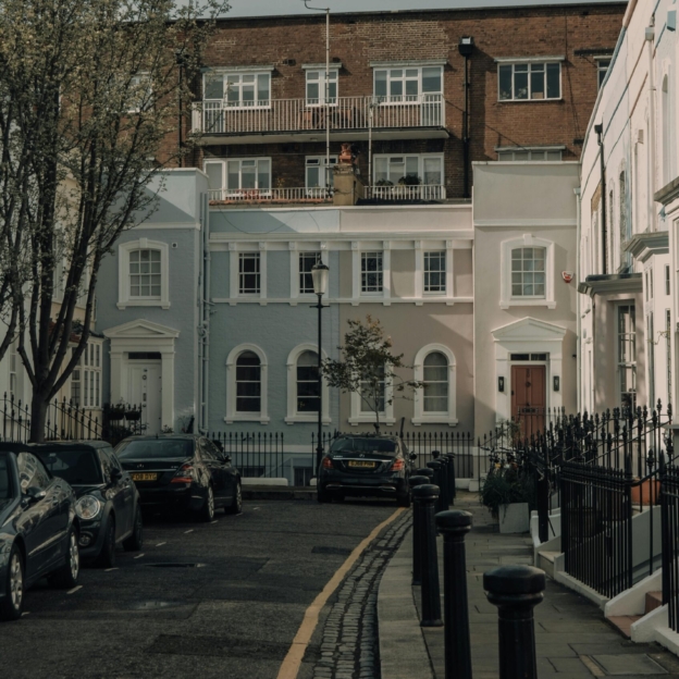 A street in London with lots of adjoining properties